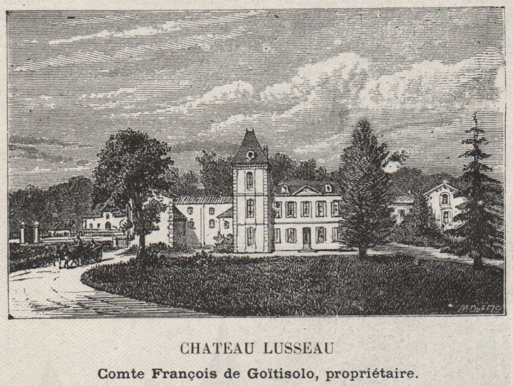 GRAVES. AYGUEMORTE. Chateau Lusseau. Goïtisolo. Bordeaux. SMALL 1908 old print